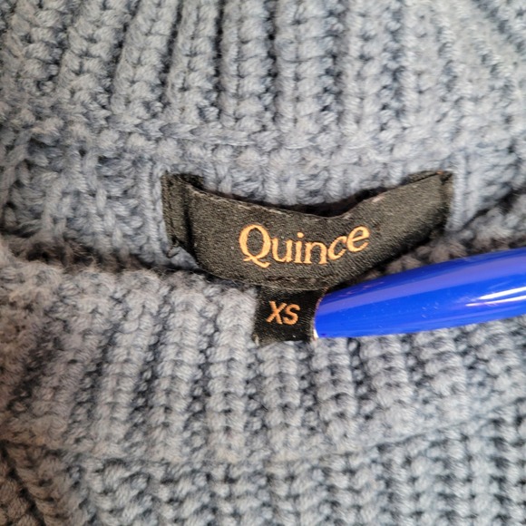 Quince Sweater Women Sz XS Blue Cable Organic Cotton Fisherman Crew Sustainable - Picture 4 of 10